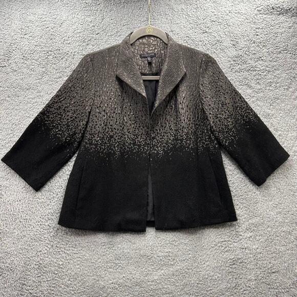 Eileen Fisher Size PP (2-4) Open Faced Crop Jacket 3/4 Sleeves Gray/Silver/Black - Picture 1 of 10
